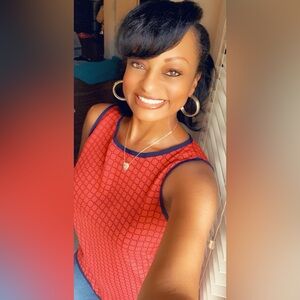 Liz Claiborne Red and Blue Sleeveless Blouse